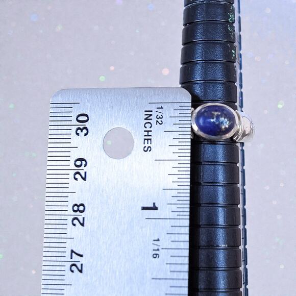 Vintage Sterling Silver Lapis Lazuli Blue Gemstone Ring Size 5.5 Stackable - Picture 9 of 9